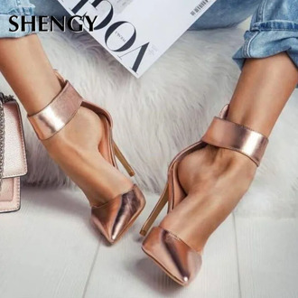 2020 Spring Women High Heels 11.5cm Patent leather Fashion Shallow Pumps Pointed Toe Party Spring Thin Heels Women High Heel