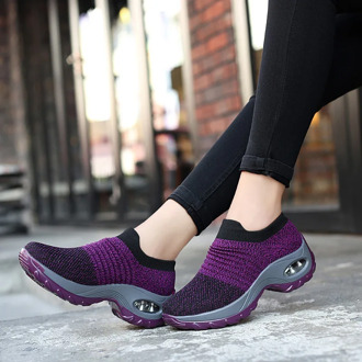 2020 Spring Women Sneakers Shoes Flat Slip on Platform Sneakers for Women Black Breathable Mesh Sock Sneake Dropshipping