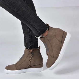 2020 Spring Women Wedges Shoes Breathable Platform Woman Fashion Sneakers Female Casual Elastic Band Zip Shoes Plus Size 42 43