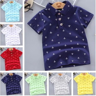 2020 Summer Baby Boys Polo Shirts Short Sleeve Anchor Lapel Clothes for Girls Odell Cotton Breathable Kids Tops Outwear 12M-5Y
