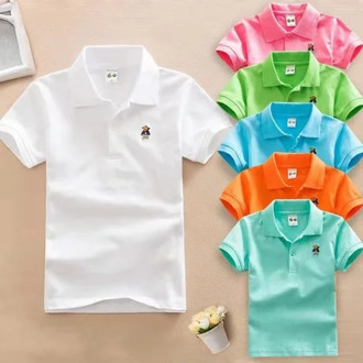 2020 Summer New Boys Short Sleeve Polo Shirt 2-11y Children Lapel Solid Color Clothes Kids Cotton School Uniform Polo Shirts Out