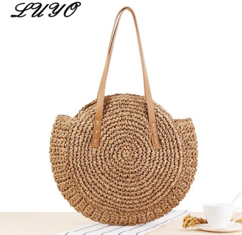 2020 Summer Rattan Circle Shoulder Round Hand Woven Straw Bag Sandy Beach Bolsa Feminina Crossbody Bags For Women Ladies Handbag
