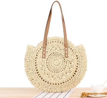 2020 Summer Round Straw Bags for Women Rattan Bag Handmade Woven Beach CrossBody Bag Female Message Handbag Totes