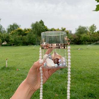 2020 Summer Transparent PVC Round Mini Crossbody Bag Women's Designer Pearl strap Shoulder Purse Waterproof Messenger Bag