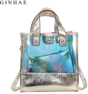 2020 Transparent Bag Famous Brand Designer Women PVC Clear Bag Pu Leather Handbags Shoulder Crossbody Bags For Women Set Bolsas