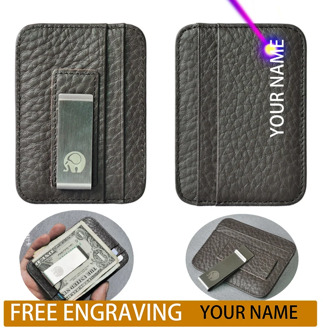 2020 Trend Brand Unisex Genuine Leather Design Fashion Gift Slim Wallet Travel Front Pocket Money Clip Mini Purse XYX-C086