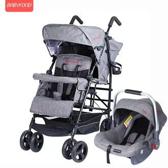 2020 twin stroller multi-function double large child baby stroller kinderwagon lightweight folding can sit and lie with car seat