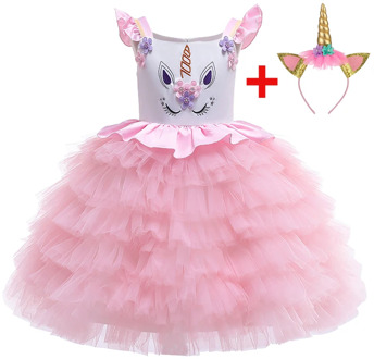 2020 Unicorn Headband Party Dress For Girls Cosplay Cake Short Costume Children Kids Clothes Princess Party Evening Dress Girls