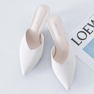 2020 White Elegant Office Shoes Women High Heels 5CM Slip on Sandals Slip-on 2020 Comfortable Ladies White Women Shoes