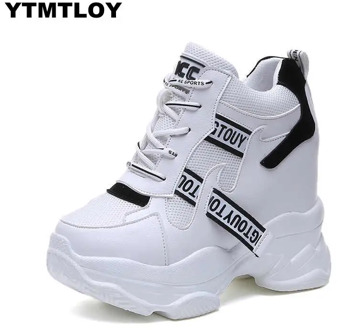 2020 White Trendy Shoes Women High Top Sneakers Women Platform Ankle Boots Basket Femme Chaussures Femmes Height Increase Shoes