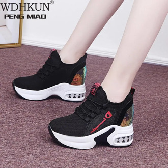 2020 White Trendy Shoes Women High Top Sneakers Women Platform Ankle Boots Basket Femme Chaussures Femmes Height Increase Shoes