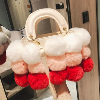 2020 Winter Fashion New Ladies Cute Tote bag Quality PU Leather Women's Designer Handbag Hair ball Shoulder Messenger bags