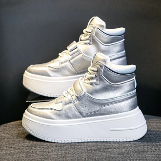 2020 Winter New Women Chunky Sneakers Dad Shoes Korean Fashion Female Platform Thick Sole Silver Casual Shoes 7cm
