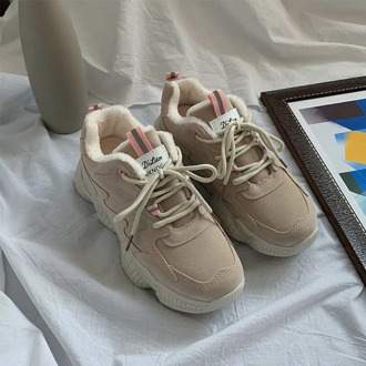 2020 Winter Sneakers Women Fashion Platform Shoes Woman Chunky Vulcanize Sneakers Warm Plush Beige Black Sneakers for Women