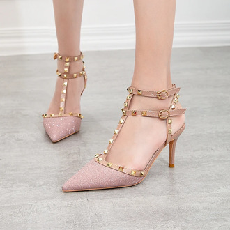 2020 Women 7cm High Heels Rivets Studded Sandals Lady Sandles Stiletto Gladiator Pumps Stripper Summer Fetish Separate Pumps