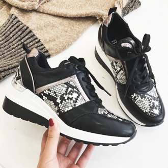 2020 Women Leopard Sneakers Winter Autumn Platform Wedges Ladies Shoes Fashion Snake Pattern Casual Style