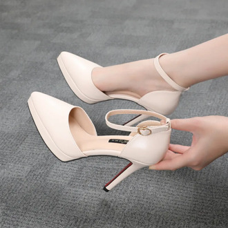 2020 Women Pumps Fashion Women Shoes Platform Square High Heel All Match Pointed Toe Pu Leather Wedding Pumps