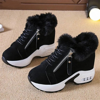 2020 women's hidden heels plush warm winter sneakers casual ladies Side zipper high platform casual shoes woman L1102