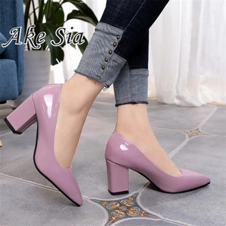 2020 Women's High Heels Sexy Bride Party mid Heel Pointed toe Shallow mouth High Heel Shoes Women shoes big size 35-43