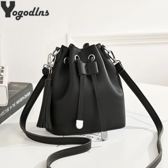 2020 Women's Mini Crossbody Bags PU Leather Drawstring Handbags Purse Bucket Bag Female Tassel Shoulder Messenger Bags Bolsos
