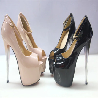 2020 women's platform ultra high heels 22 cm FISH toe patent leather shoes T sexy large size women's shoes