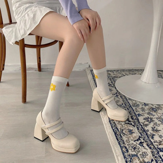 2020 Women Shoes Womens Platform Heels Mary Janes Shoes High Heels Leather Shoes Round Toe Patent Leather Gothic Lolita Thick