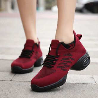 2020 Women Sneakers Dance Shoes For Woman Feature Soft Practice Sports Shoes Air Cushion Mesh Modern Dance Jazz Sneakers 36-41