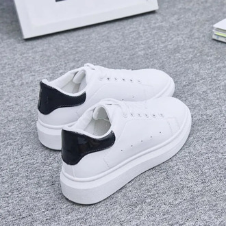 2020 Women Sneakers Leather Shoes Spring Trend Casual Flats Sneakers Female New Fashion Comfort White Vulcanized Platform Shoes