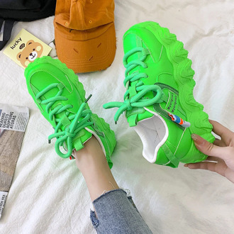 2020 Women Sneakers White Green Casual Shoes Women Thick Sole Tennis Chunky Shoes Platform Sneakers Basket Femme Women Shoes