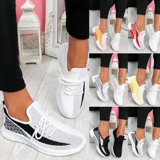 2020 Women Vulcanized Woman Mesh Sneakers Female Lace Up Shoes Women's Round Toe Low Heels Ladies Comfortable Casual Footwear
