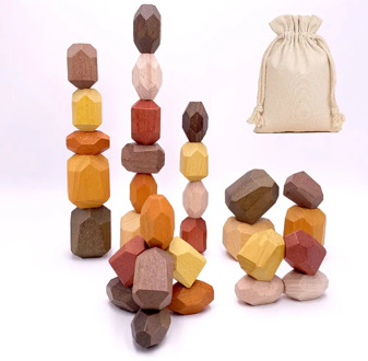2020 Wooden Stacking toy Rocks Stones Tumi Ishi Wood Balancing Stacked Stones Montessori Toy Block Colored Stone DropShipping