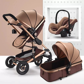 2020Multifunctional 3 in 1 Baby Stroller High Landscape Stroller Folding Carriage Gold Baby Stroller Newborn Stroller
