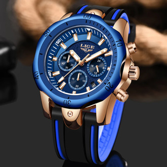 2020New LIGE Silicone Strap Men Watches Fashion Top Brand luxury Business Luminous Quartz Watch Men Casual Waterproof Date Clock