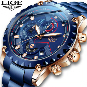 2020New Men Watch LIGE Top Brand Luxury Fashion Wrist Watch Full Steel Waterproof Business Quartz Watches Mens Relogio Masculino