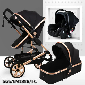 2020Newborn Stroller 3 in 1 Multifunctional Baby Stroller High Landscape Stroller Folding Carriage Gold Baby Stroller