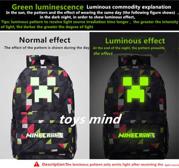 2020Newest Royal Oxford "Minecrafting-Glowing School Bag" model creeper backpack for unisex GAME Birthday gift kids