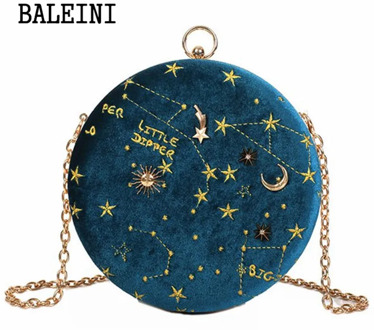 2020Starry sky Circular Fashion Suede Shoulder Bag Chain belt Women's Crossbody Messenger Bags Ladies Purse Female Round Handbag