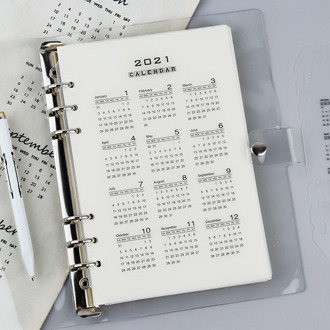 2021 Calendar for 6 hole Notebook Planner Refill Transparent A5 A6 Home Page Index Divider Journals Supplies