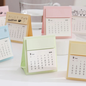 2021 Desktop Paper Solid Color Mini Calendar Dual Daily Scheduler Table Planner Portable Desk Calendars Yearly Agenda Organizer