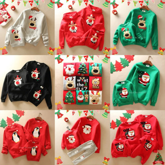 2021 Family Christmas Deer Cartoon Print Sweaters Mommy and Daughter Matching Clothes Xmas New Year Matching Family Outfits