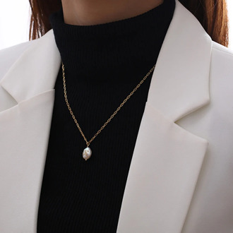 2021 New 14K Gold Filled Natural Baroque Pearl Necklace Handmade Jewelry Choker Pendants Femme Kolye Collares Boho Necklace