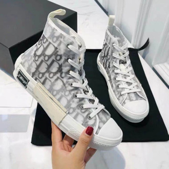 2021 New Luxury Brand Women Casual Shoes B23 High Top Sneakers Black and White Letters Twill Canvas Shoes Men's Comfortable