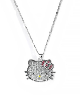 2021 New Silver Color Korea Crystal Cute hello kitty Cat Necklaces Pendants Fashion Jewelry for women