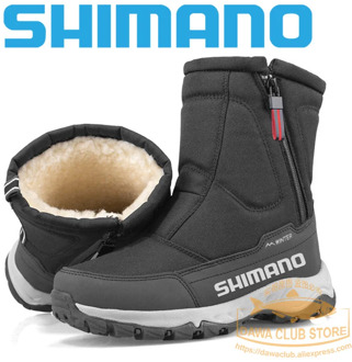 2021 SHIMANO Fishing Shoes Winter Thick Snow Boots Plus Velvet Warm Shoes Outdoor Non-slip Waterproof Short Boots Fishing Boots