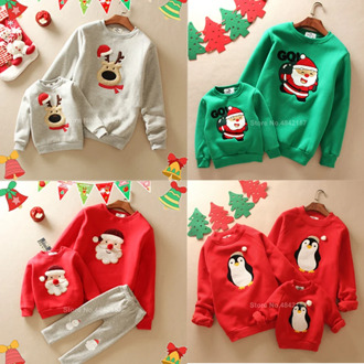 2021 Xmas New Year Matching Family Outfits Mommy and Daughter Matching Clothes Family Christmas Cartoon Print Sweaters Pajamas