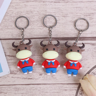 2021 Year of the Ox Keychain Cow Doll Keychain Car Key Chain Bag Pendant Keyring
