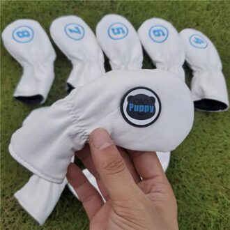 2021Husky Golf Headcovers Leather Cover Voor Driver, Fairway Woods En Creatieve Hybride Golf Club Protectors Cover irons 4-9PAS(wit)