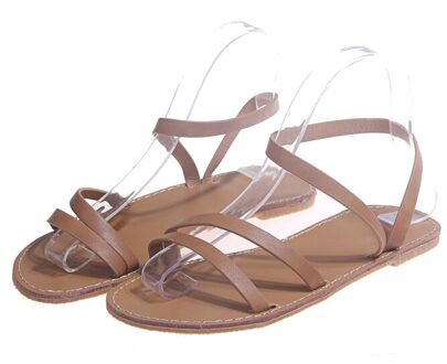 2021New Grote Maat Zomer Eenvoudige Open Teen Lage Hakken Vrouwen Mode Platte Sandalen Met 9.5