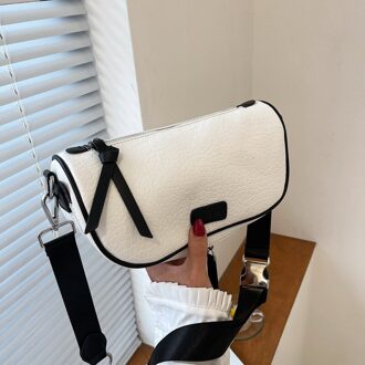 2021new Trendy Mode Dames Brede Schouderriem Schoudertas Eenvoudige Messenger Kleine Vierkante Tas Textuur Kleine Tas Vrouwelijke Zomer wit