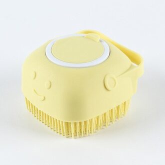 2021Pet Hond Shampoo Borstel 2.7Oz/80Ml Kat Massage Kam Grooming Scrubber Borstel Voor Zwemmen Korte Haar Zacht siliconen Rubber Brushe geel geen doos